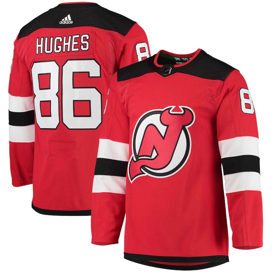 Men New Jersey Devils 86 Jack Hughes adidas Red Home Primegreen Authentic Pro Player NHL Jersey